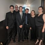 The sax section...and that guitar guy! Left to right: Marc Holt, Carl Severson, Gord Mosher, Kevin Baribeau, Rachel Sharp, Patricia Gakis