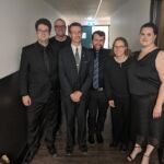 The sax section...and that guitar guy! Left to right: Marc Holt, Carl Severson, Gord Mosher, Kevin Baribeau, Rachel Sharp, Patricia Gakis